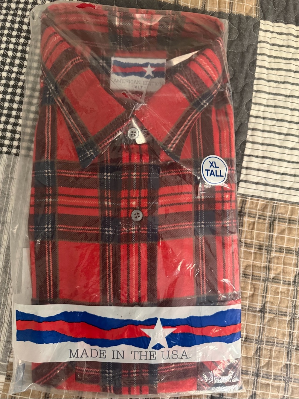 Vintage American Edition Plaid Flannel Shirt XL Tall 100% Cotton NOS